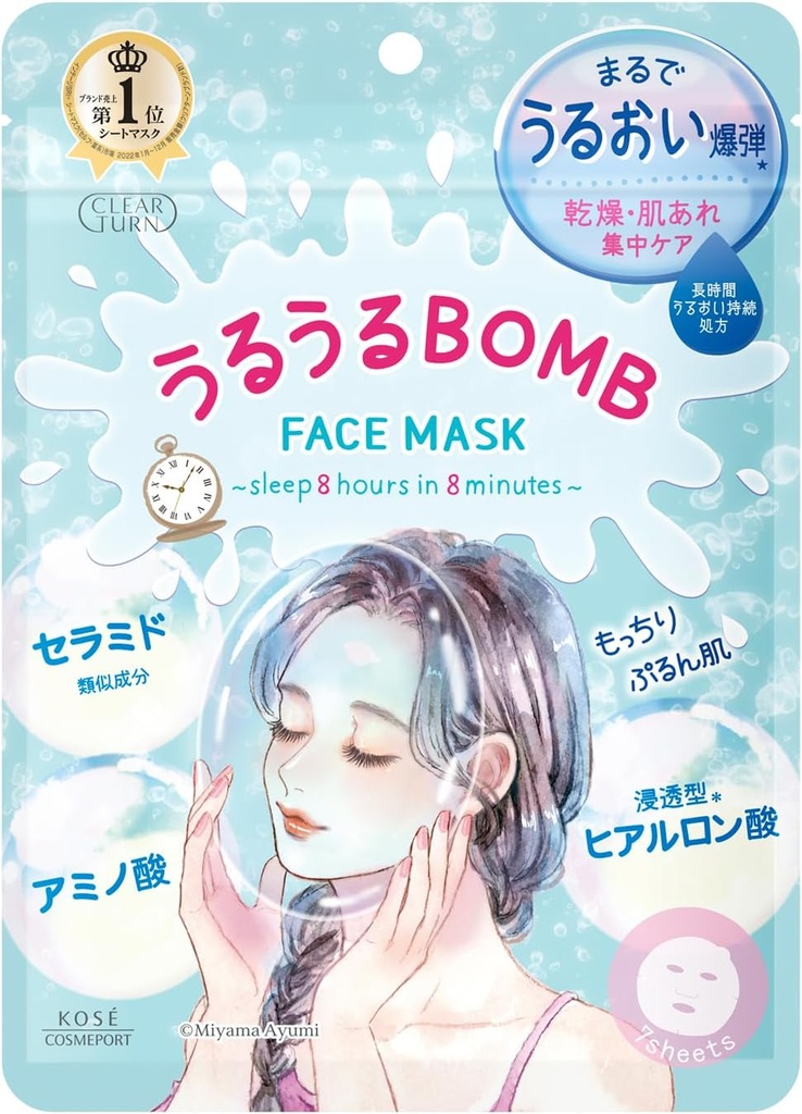 KOSE Clear Turn Sorry Bare Skin Moisturizing BOMB Mask 7 Sheets (168ml)